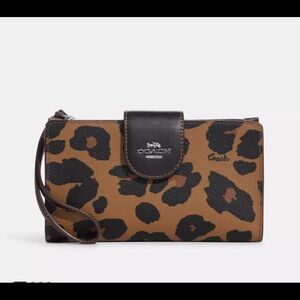 Coach Tan and Black Leopard Wristlet